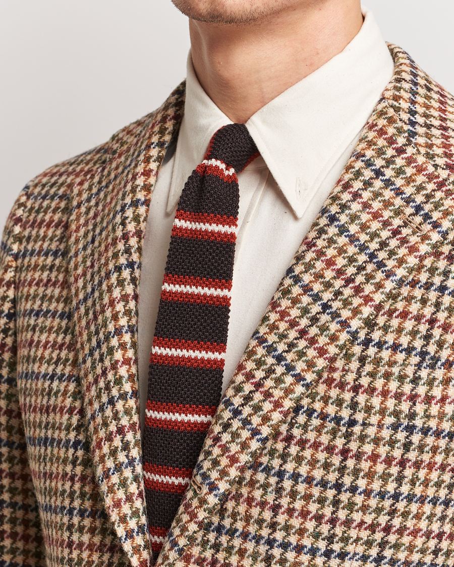 Hombres |  | Beams F | Striped Wool Tie Brown/Red