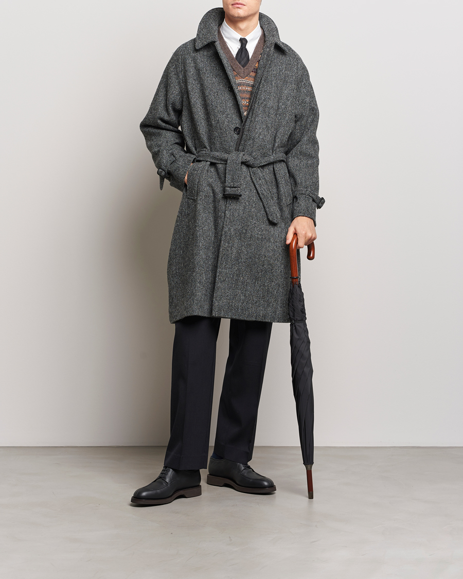 Hombres | Abrigos y chaquetas | Beams F | Harris Tweed Raglan Coat Dark Grey