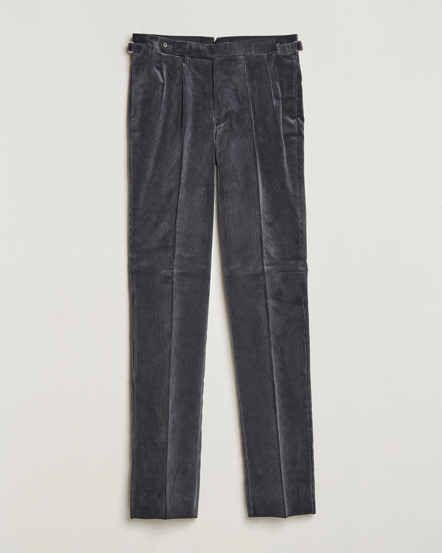 Hombres | Pantalones | Beams F | Corduroy Side Adjuster Trousers Charcoal