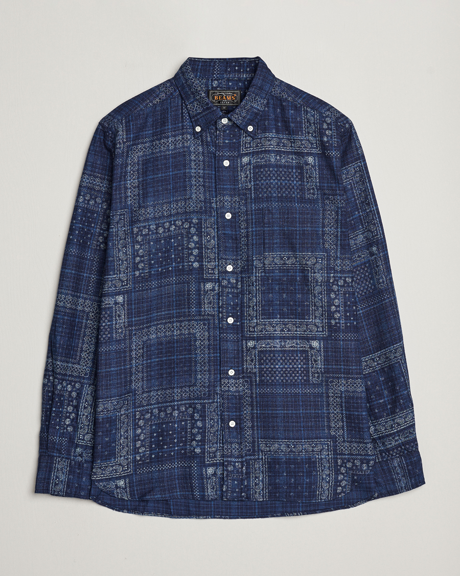 Hombres | Camisas | BEAMS PLUS | Patchwork Button Down Shirt Indigo