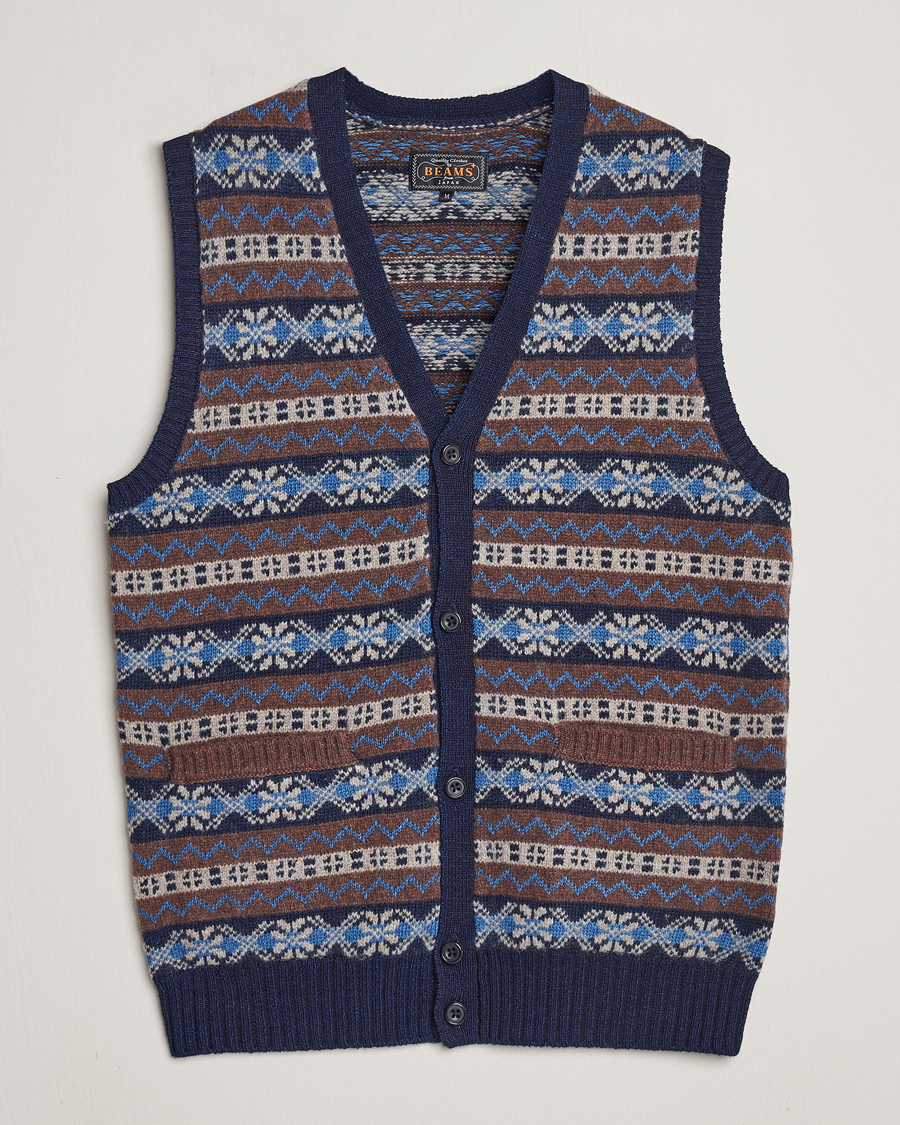 Hombres | Jerséis y prendas de punto | BEAMS PLUS | Fairisle Knit Vest Brown