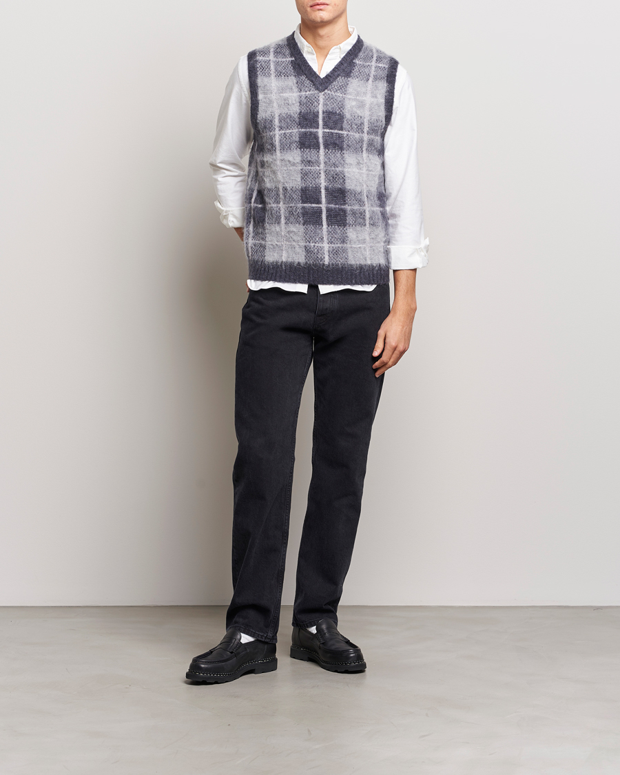 Hombres | Jerséis y prendas de punto | BEAMS PLUS | Check Mohair Vest Grey