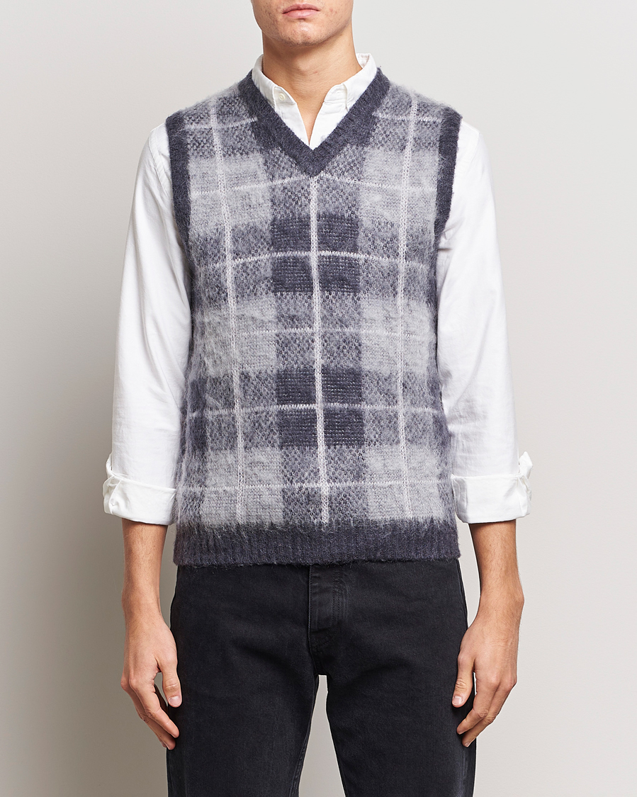 Hombres | Jerséis y prendas de punto | BEAMS PLUS | Check Mohair Vest Grey