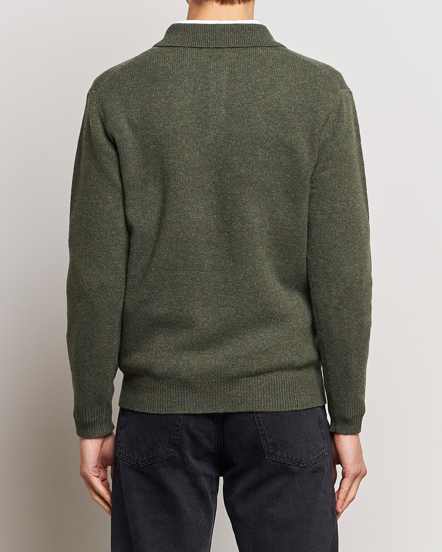 Hombres | Jerséis y prendas de punto | BEAMS PLUS | Long Sleeve Knitted Polo Olive