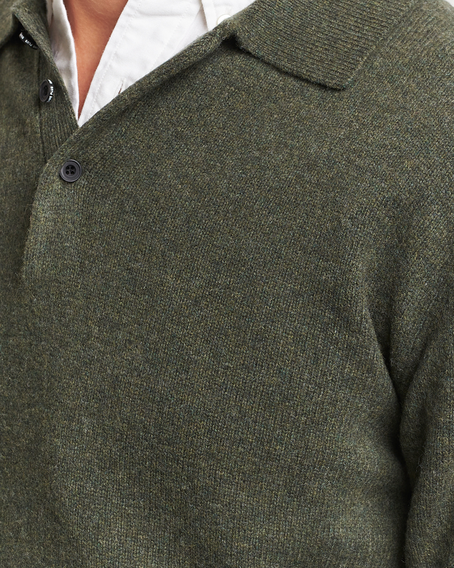 Hombres | Jerséis y prendas de punto | BEAMS PLUS | Long Sleeve Knitted Polo Olive