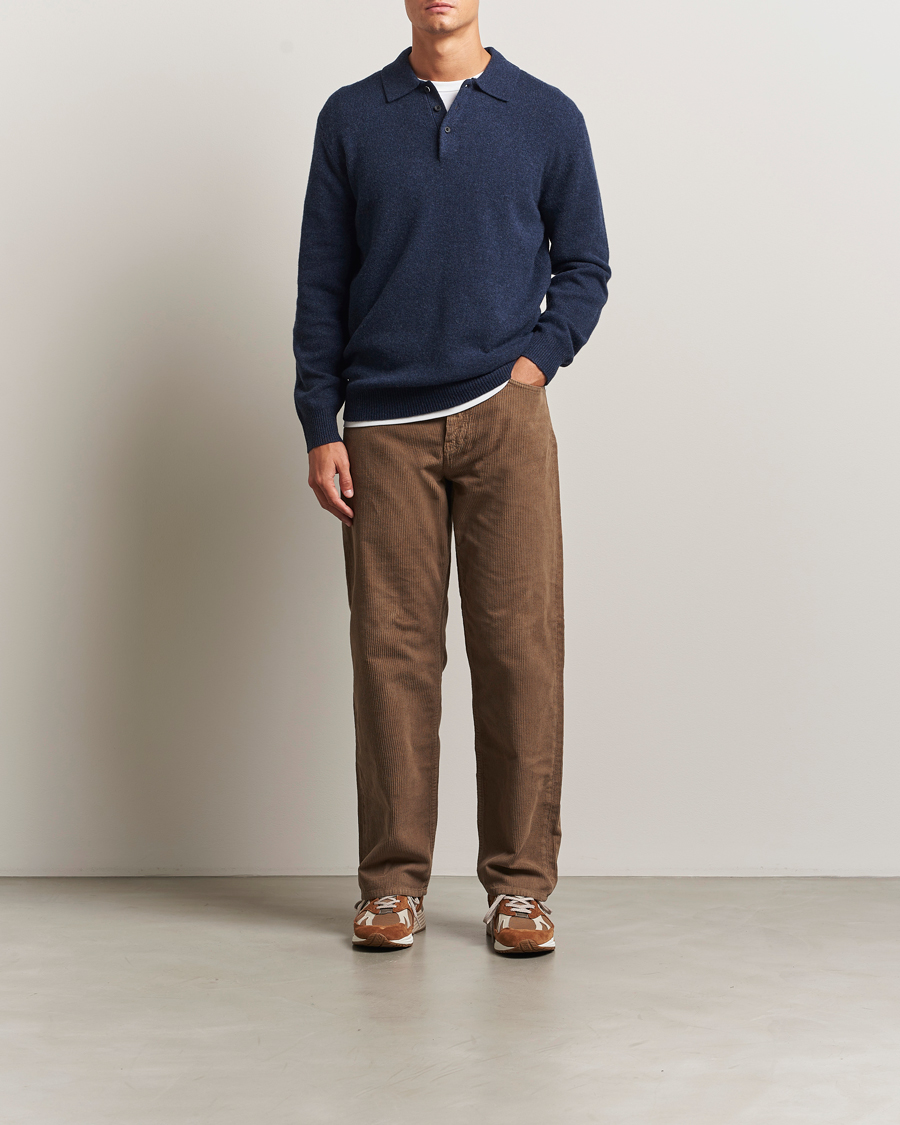 Hombres | Jerséis y prendas de punto | BEAMS PLUS | Knitted Wool Polo Navy