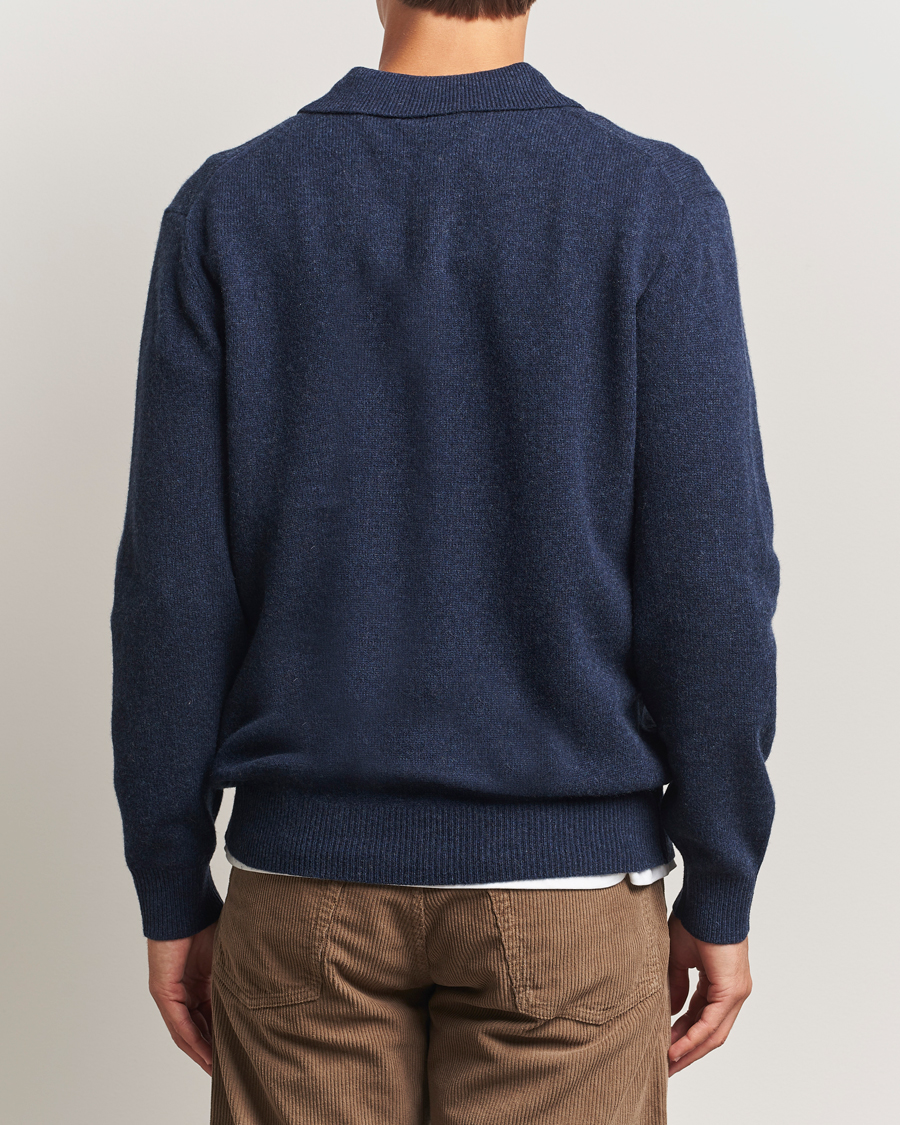 Hombres | Jerséis y prendas de punto | BEAMS PLUS | Knitted Wool Polo Navy