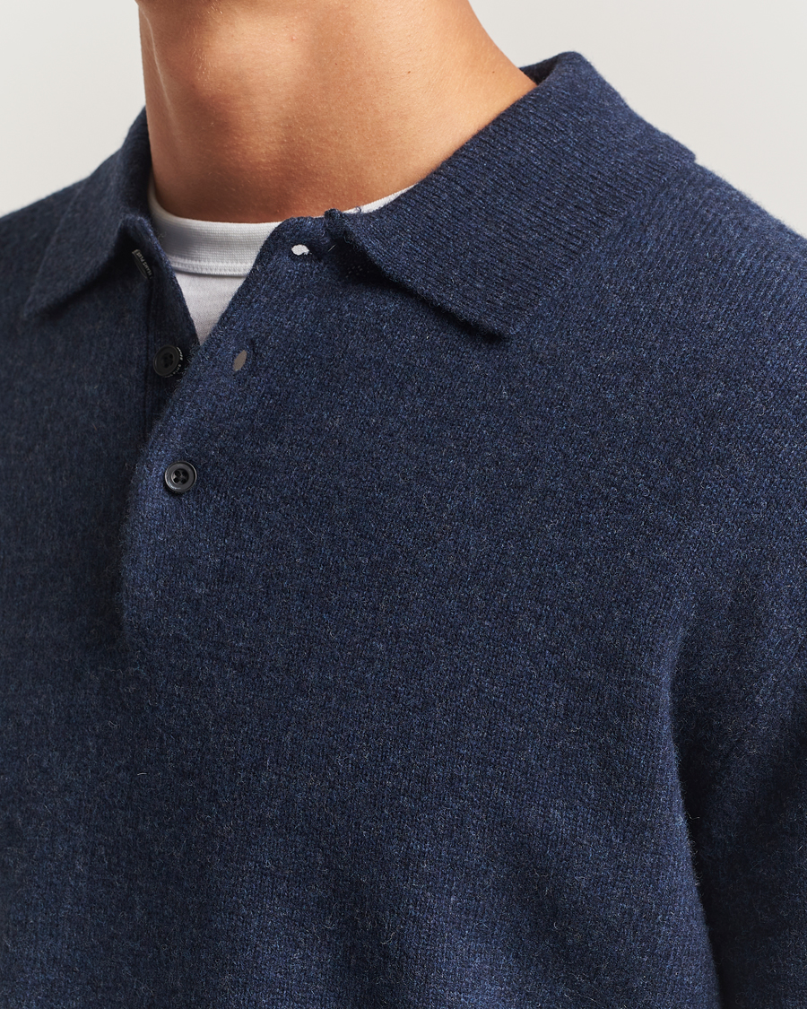 Hombres | Jerséis y prendas de punto | BEAMS PLUS | Knitted Wool Polo Navy