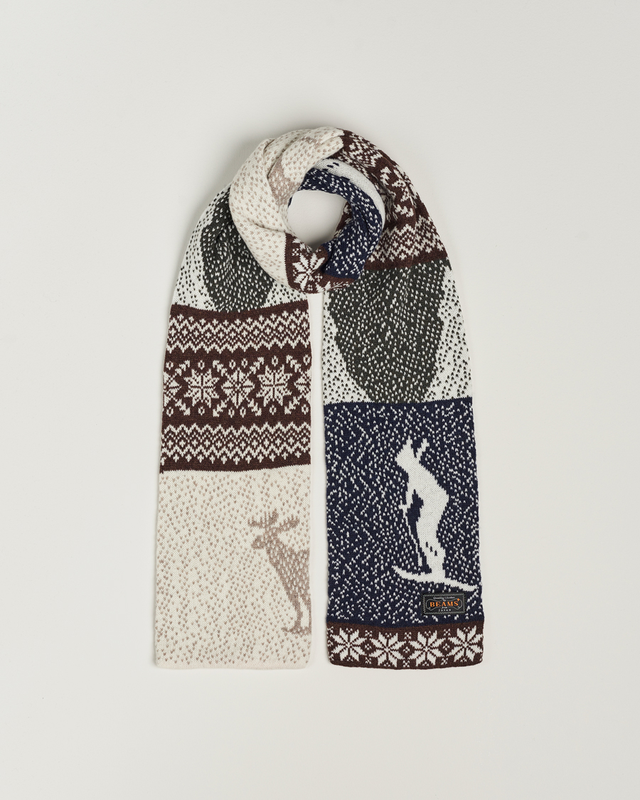 Hombres | BEAMS PLUS Nordic Jacquard Muffler Scarf Natural | BEAMS PLUS | Nordic Jacquard Muffler Scarf Natural