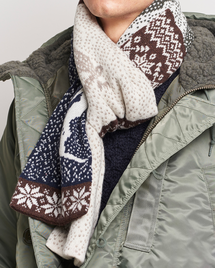 Hombres | BEAMS PLUS Nordic Jacquard Muffler Scarf Natural | BEAMS PLUS | Nordic Jacquard Muffler Scarf Natural