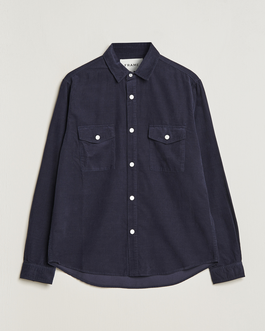 Hombres | Camisas | FRAME | Douple Pocket Micro Cord Shirt Midnight Blue