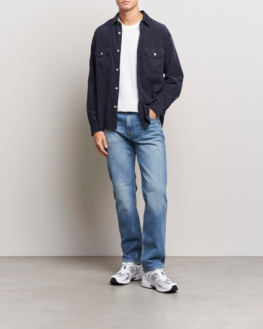 Hombres | Camisas | FRAME | Douple Pocket Micro Cord Shirt Midnight Blue