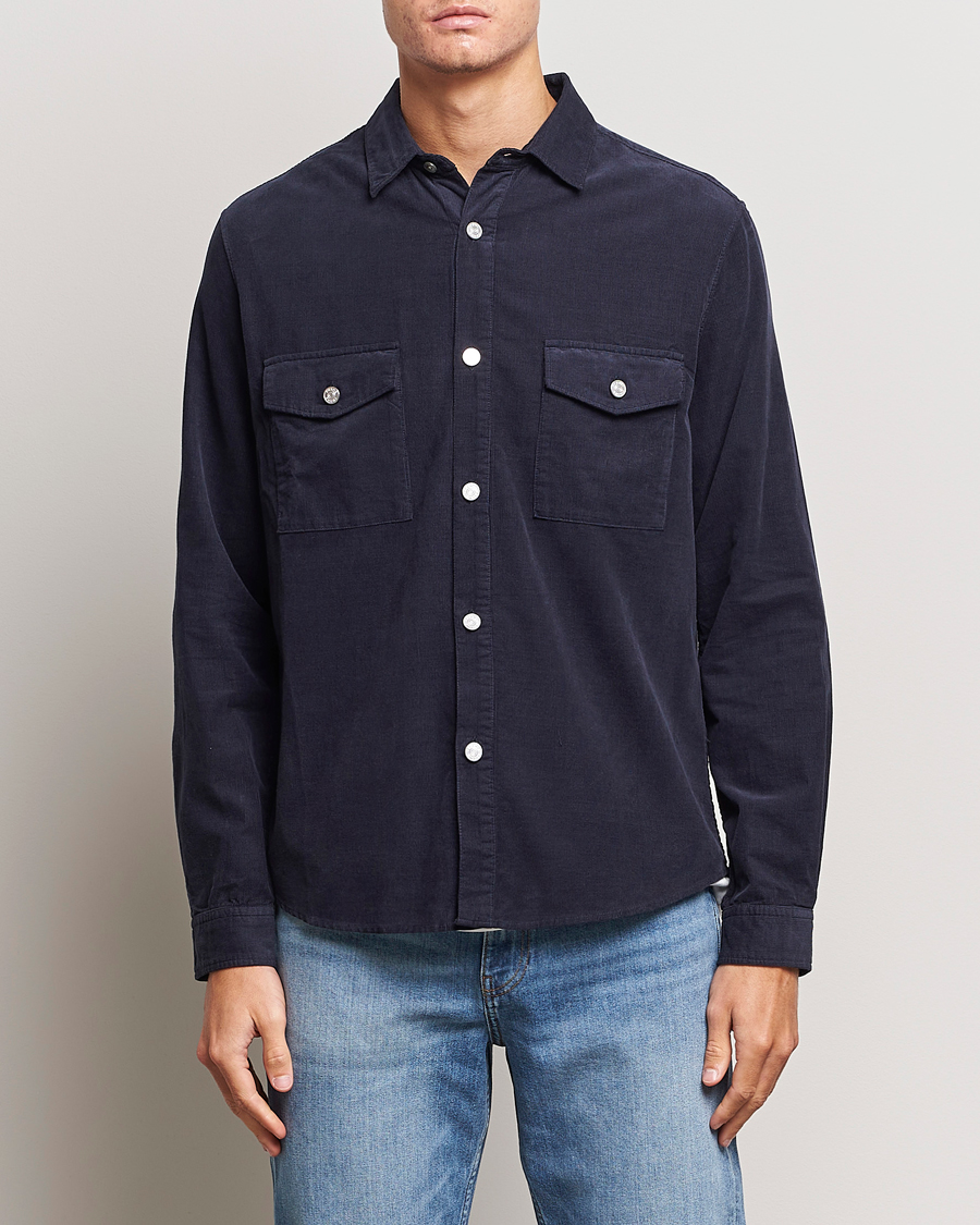 Hombres | Camisas | FRAME | Douple Pocket Micro Cord Shirt Midnight Blue