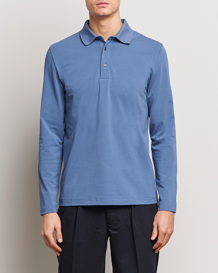 Hombres | Camisas polo de manga larga | Filippa K | Luke Lycra Poloshirt Paris Blue