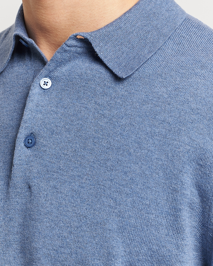 Hombres | Jerséis y prendas de punto | Filippa K | Knitted Polo Shirt Paris Blue