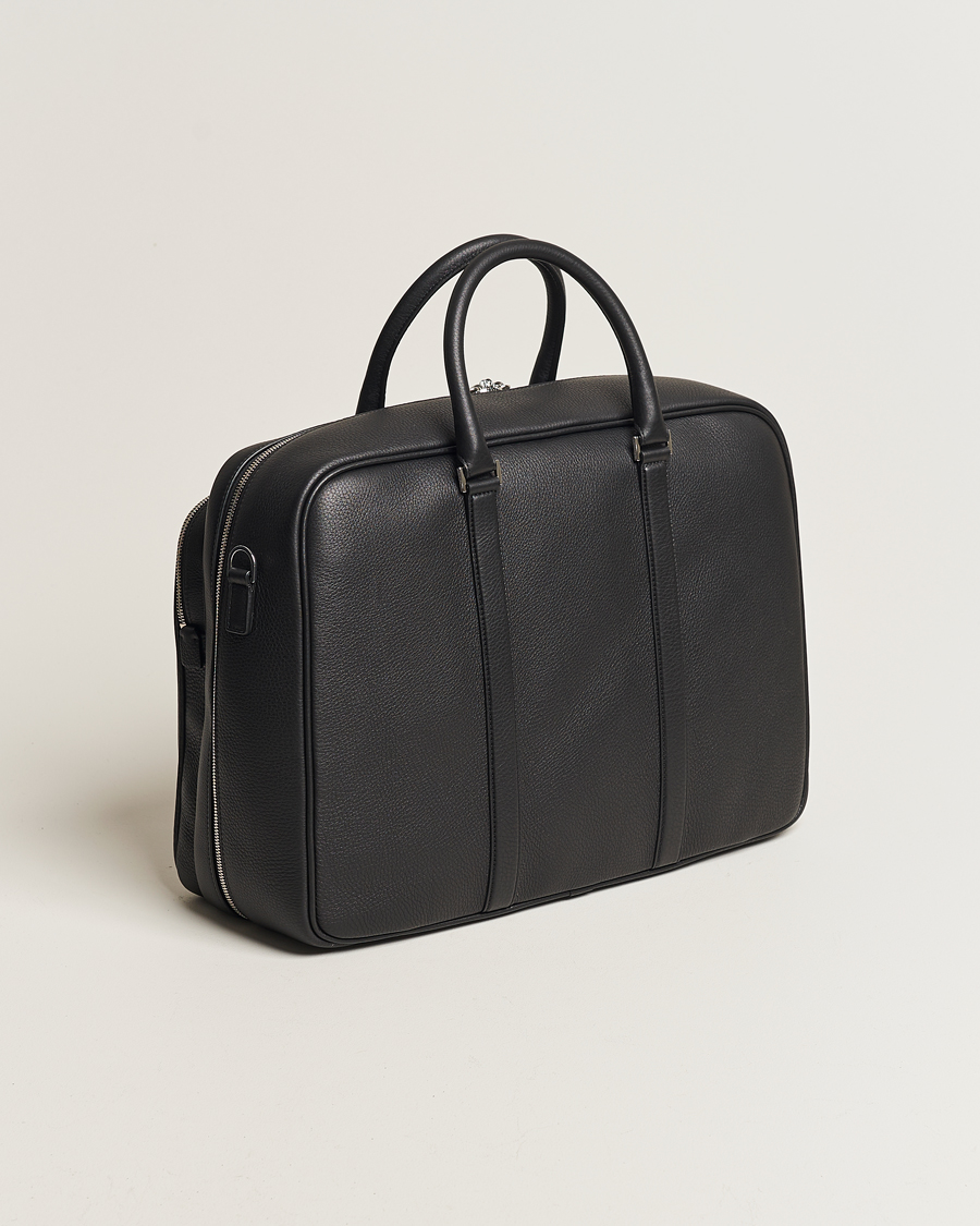 Hombres | Canali Grain Leather Weekend Bag Black | Canali | Grain Leather Weekend Bag Black