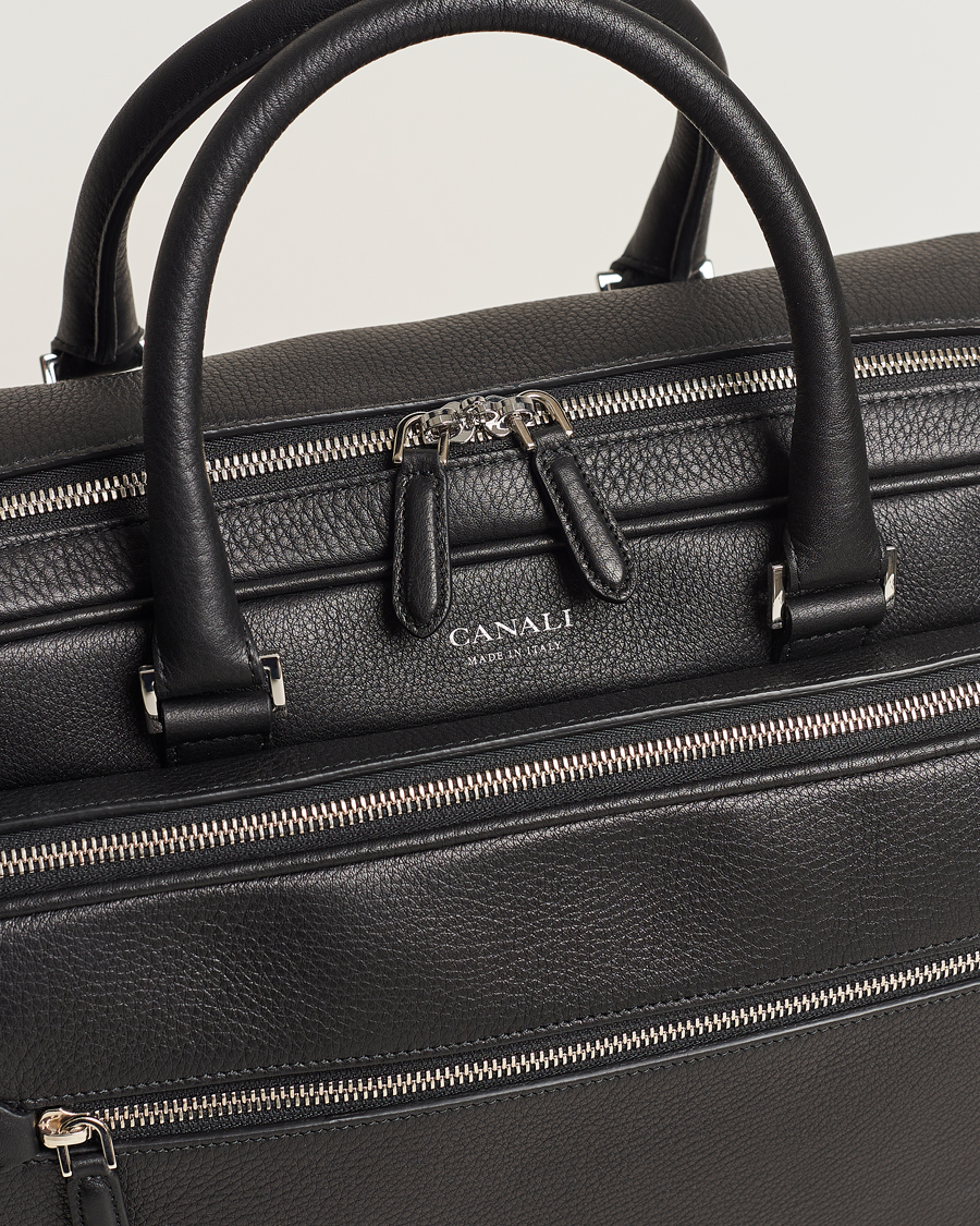 Hombres | Canali Grain Leather Weekend Bag Black | Canali | Grain Leather Weekend Bag Black