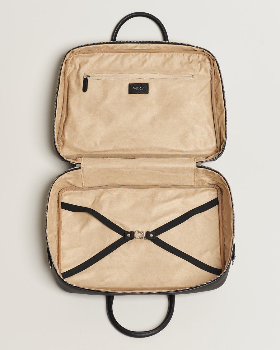Hombres | Canali Grain Leather Weekend Bag Black | Canali | Grain Leather Weekend Bag Black