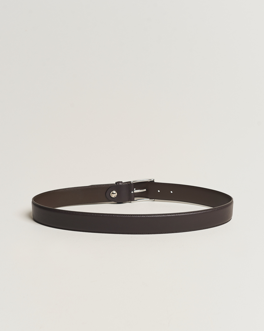 Hombres | Business & Beyond | Canali | Leather Belt Dark Brown Calf