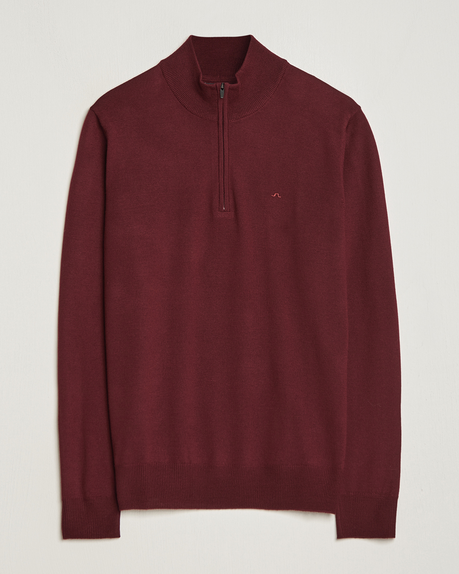Hombres | Jerséis y prendas de punto | J.Lindeberg | Kiyan Quarter Zip Wool Sweater Zinfandel