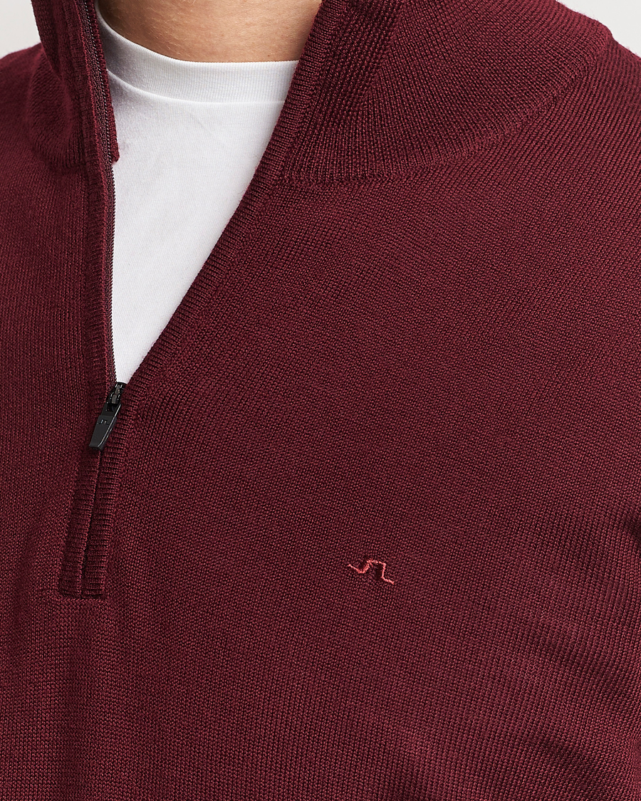 Hombres | Jerséis y prendas de punto | J.Lindeberg | Kiyan Quarter Zip Wool Sweater Zinfandel