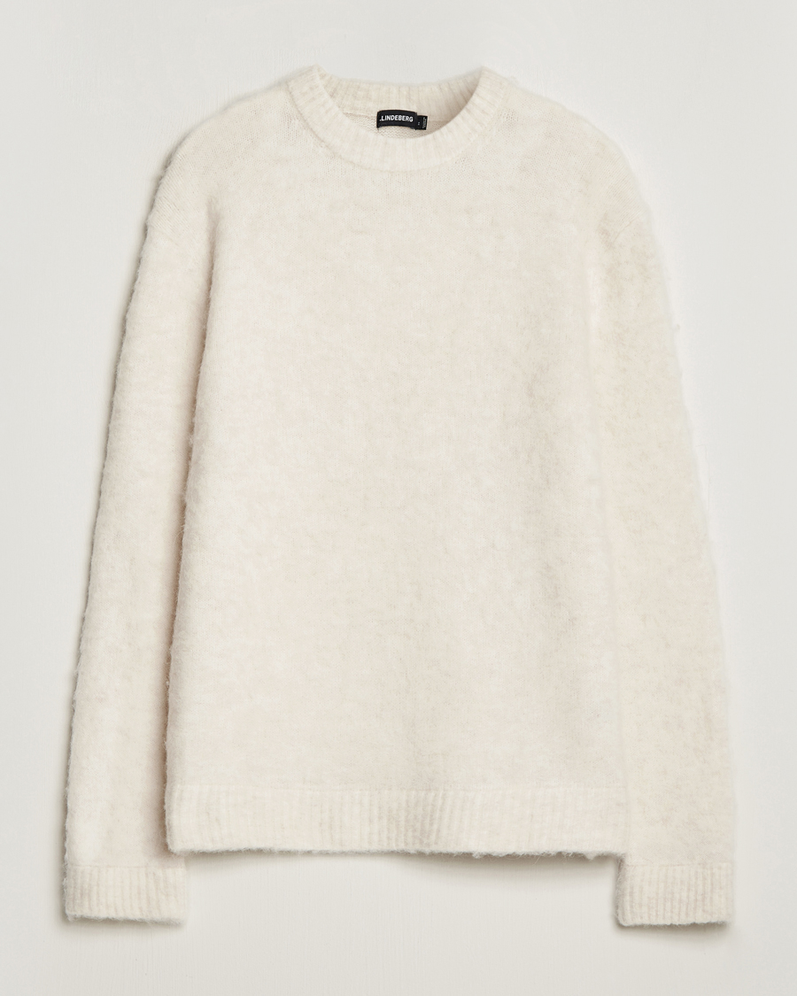 Hombres | Jerséis y prendas de punto | J.Lindeberg | Harold Hairy Knit Crew Cloud White