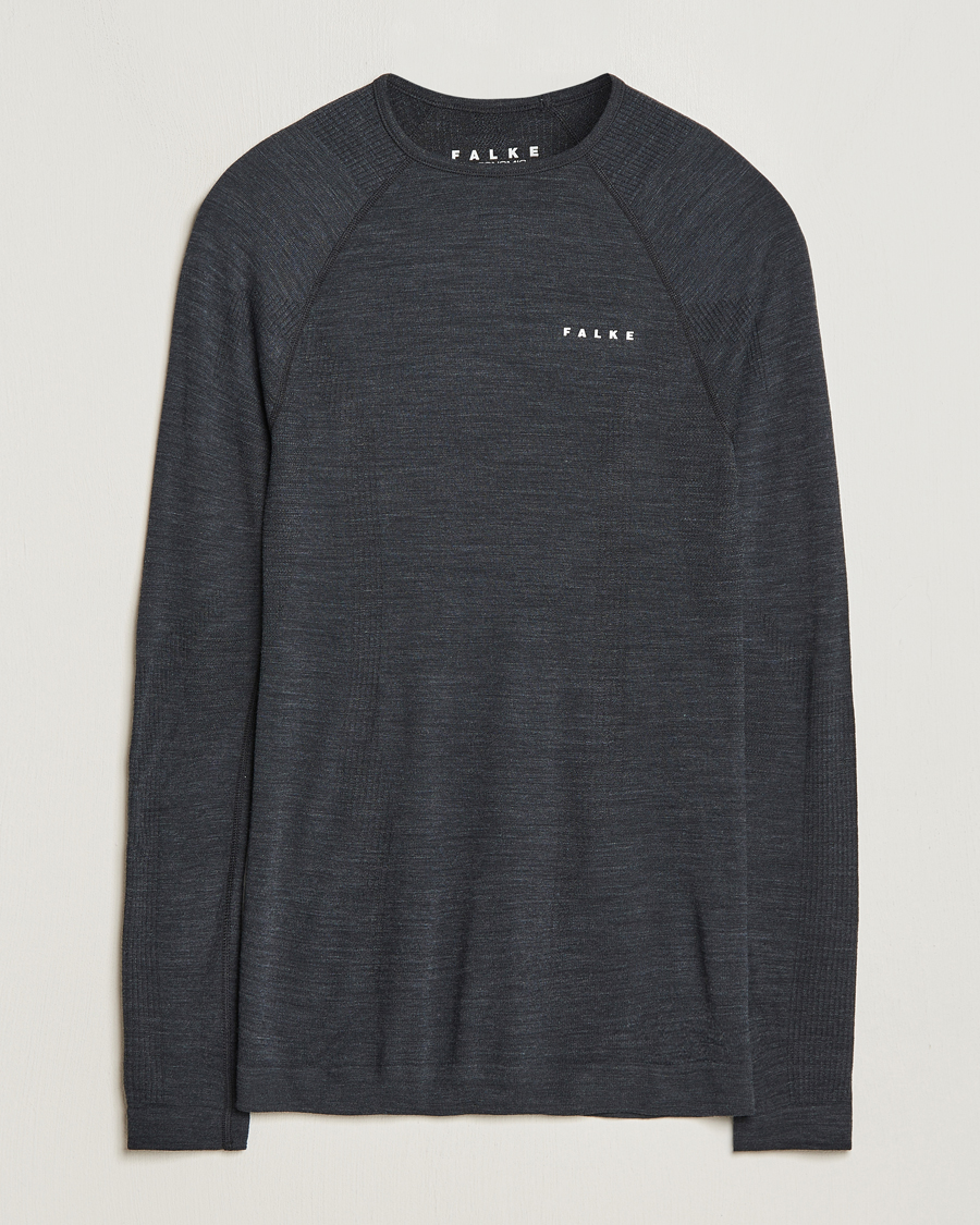 Hombres | Camisetas | Falke | Long Sleeve Wool Tech Shirt Black