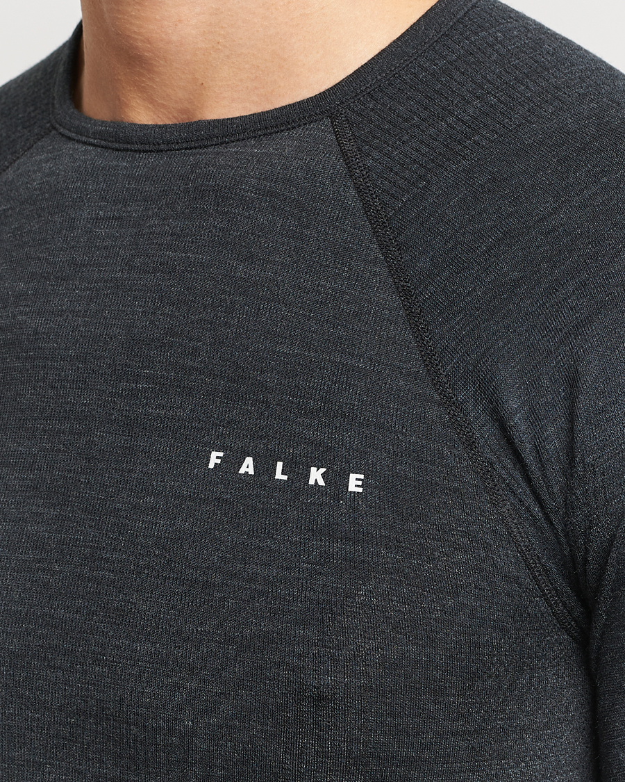 Hombres | Camisetas | Falke | Long Sleeve Wool Tech Shirt Black