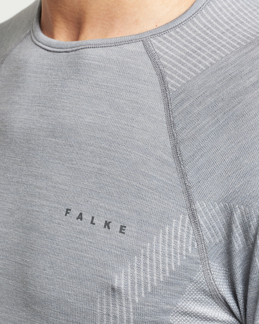 Hombres | Camisetas | Falke Sport | Falke Long Sleeve Wool Tech Shirt Grey Heather