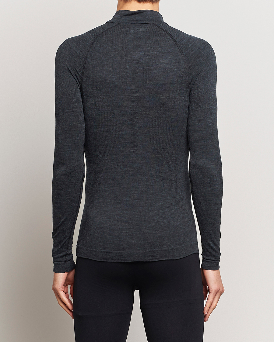 Hombres |  | Falke Sport | Falke Long Sleeve Wool Tech half Zip Shirt Black