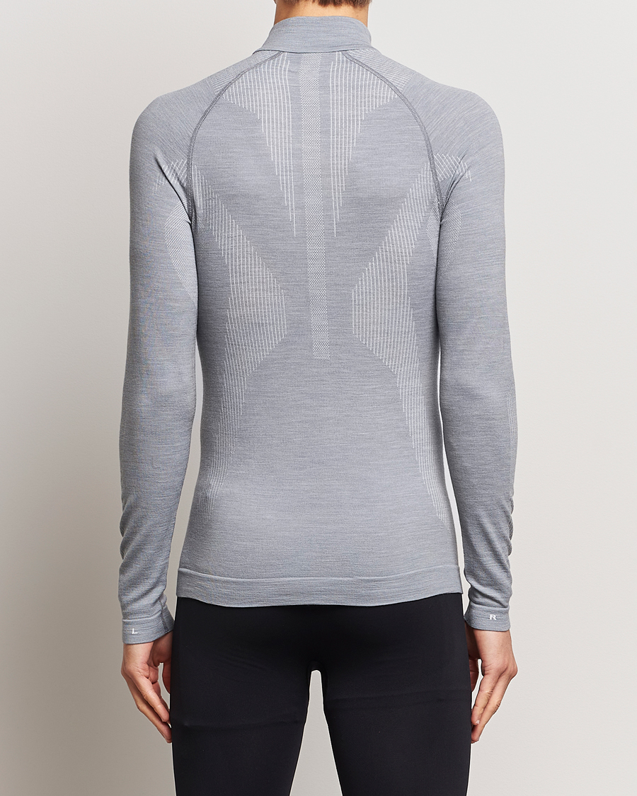 Hombres | Active | Falke Sport | Falke Long Sleeve Wool Tech half Zip Shirt Grey Heather