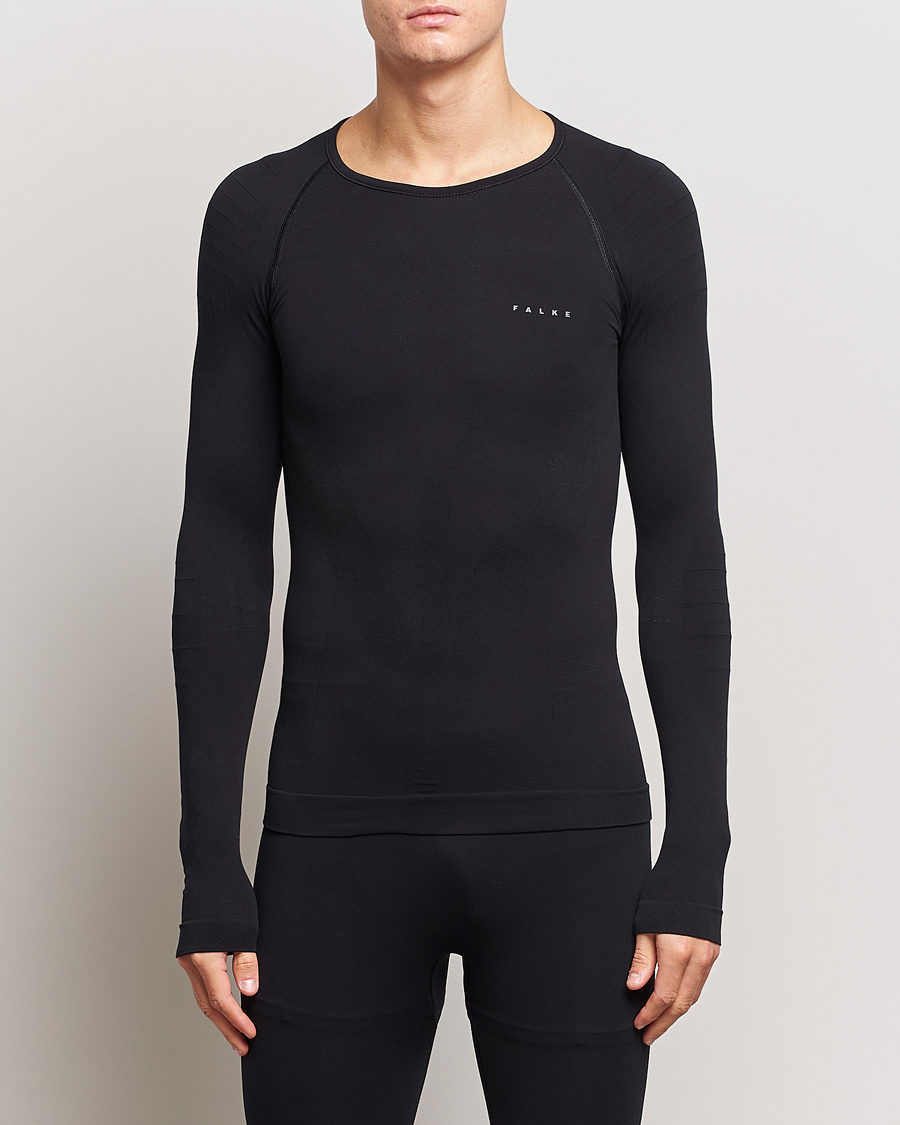 Hombres | Camisetas | Falke | Long Sleeve Warm Shirt Black