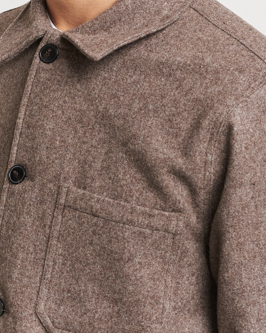 Hombres | Camisas | A Day's March | Original Wool Overshirt Taupe Melange