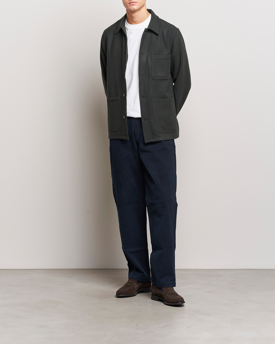 Hombres | Camisas | A Day's March | Original Wool Overshirt Seaweed