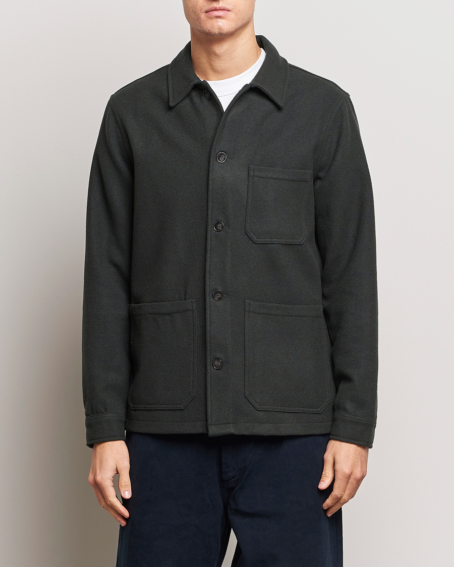 Hombres | Camisas | A Day's March | Original Wool Overshirt Seaweed