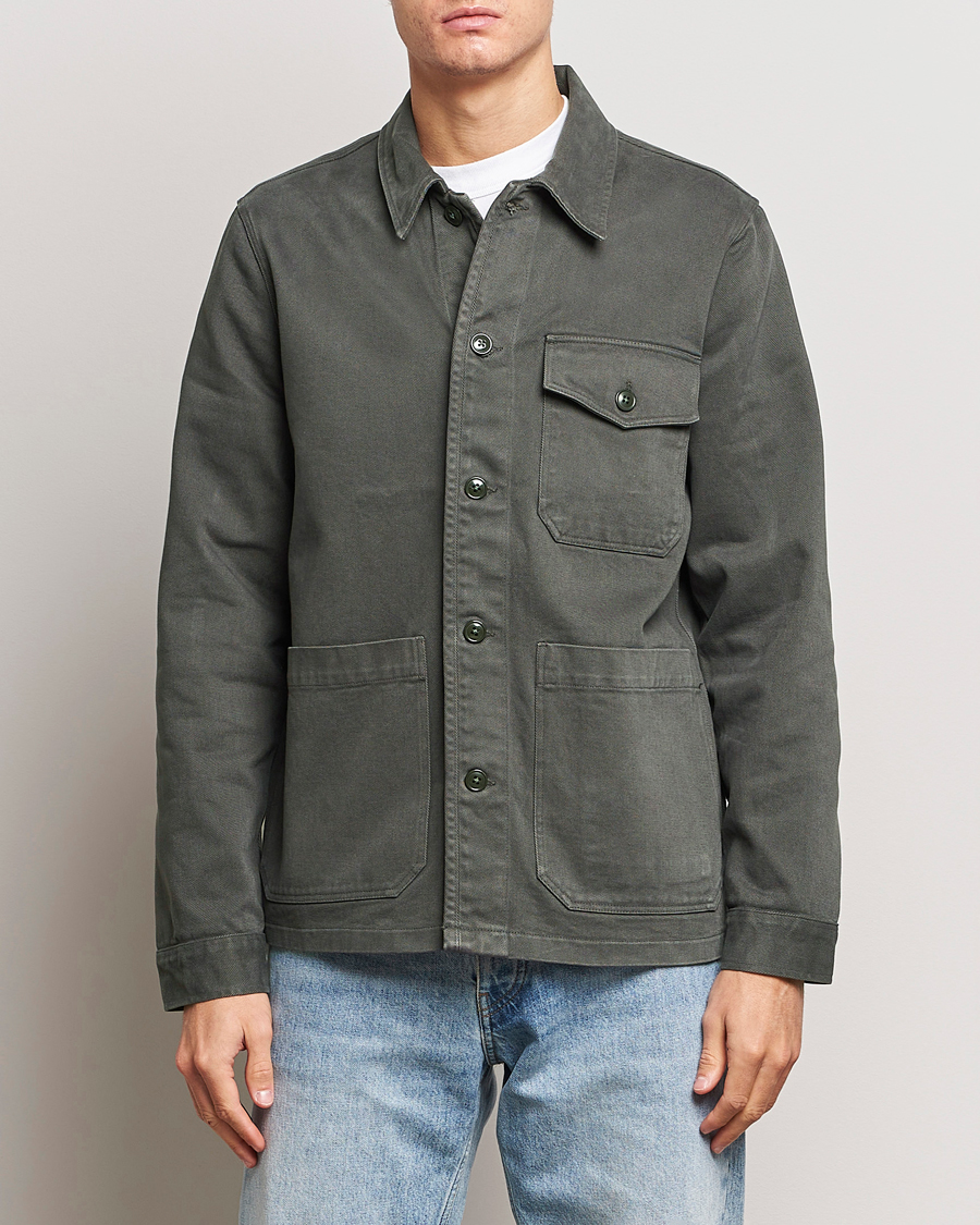 Hombres | Casual | A Day's March | Patch Pocket Sturdy Twill Overshirt Olive