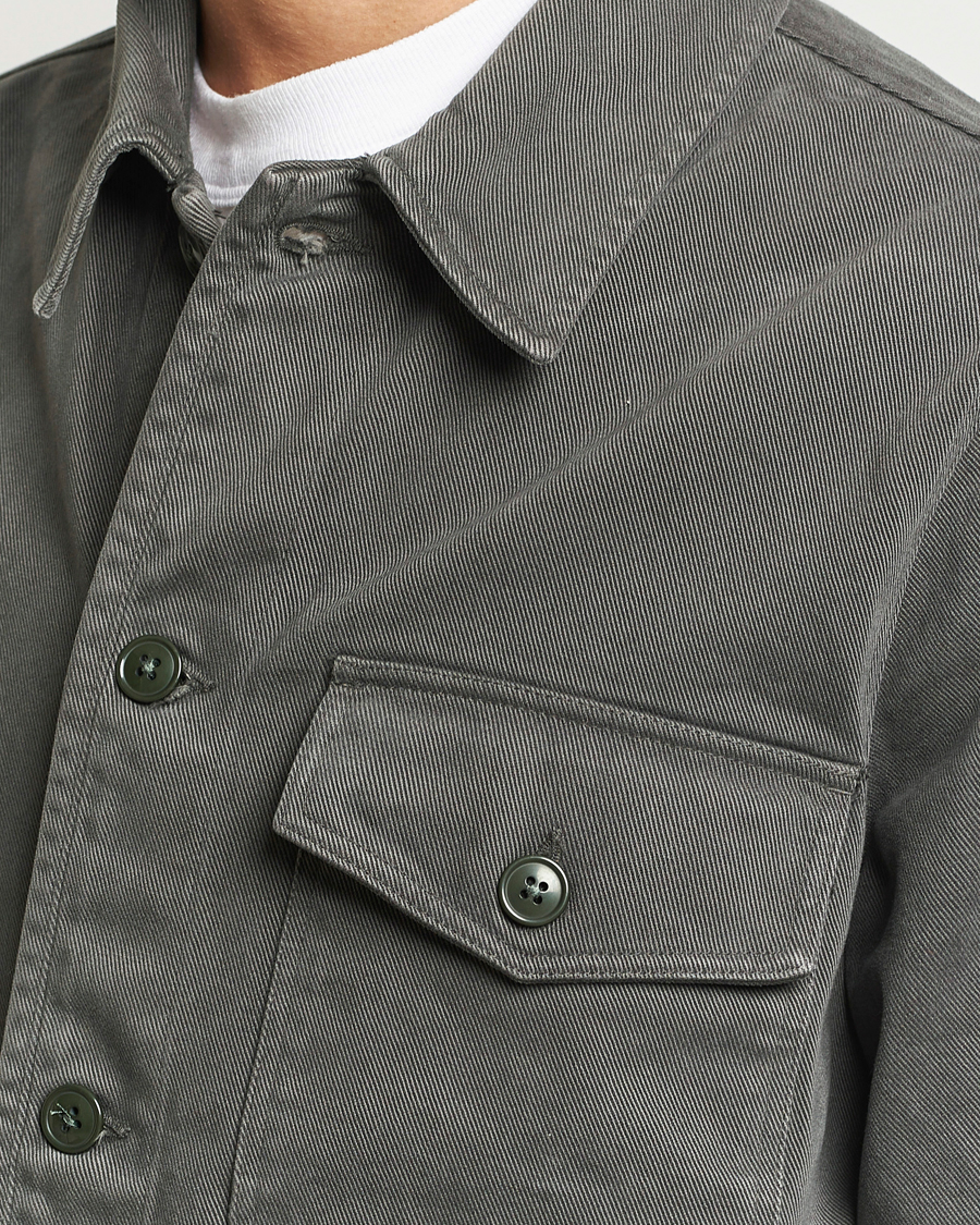 Hombres | Camisas | A Day's March | Patch Pocket Sturdy Twill Overshirt Olive