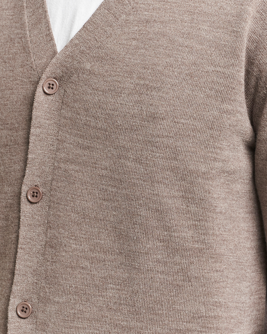 Hombres | Jerséis y prendas de punto | A Day's March | Oca Merino Cardigan Taupe Melange