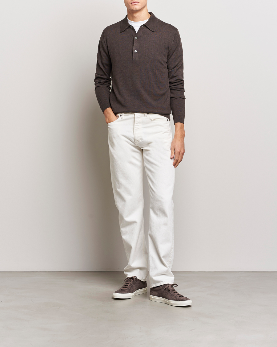 Hombres | Jerséis y prendas de punto | A Day's March | Ambroz Merino Polo Dark Brown