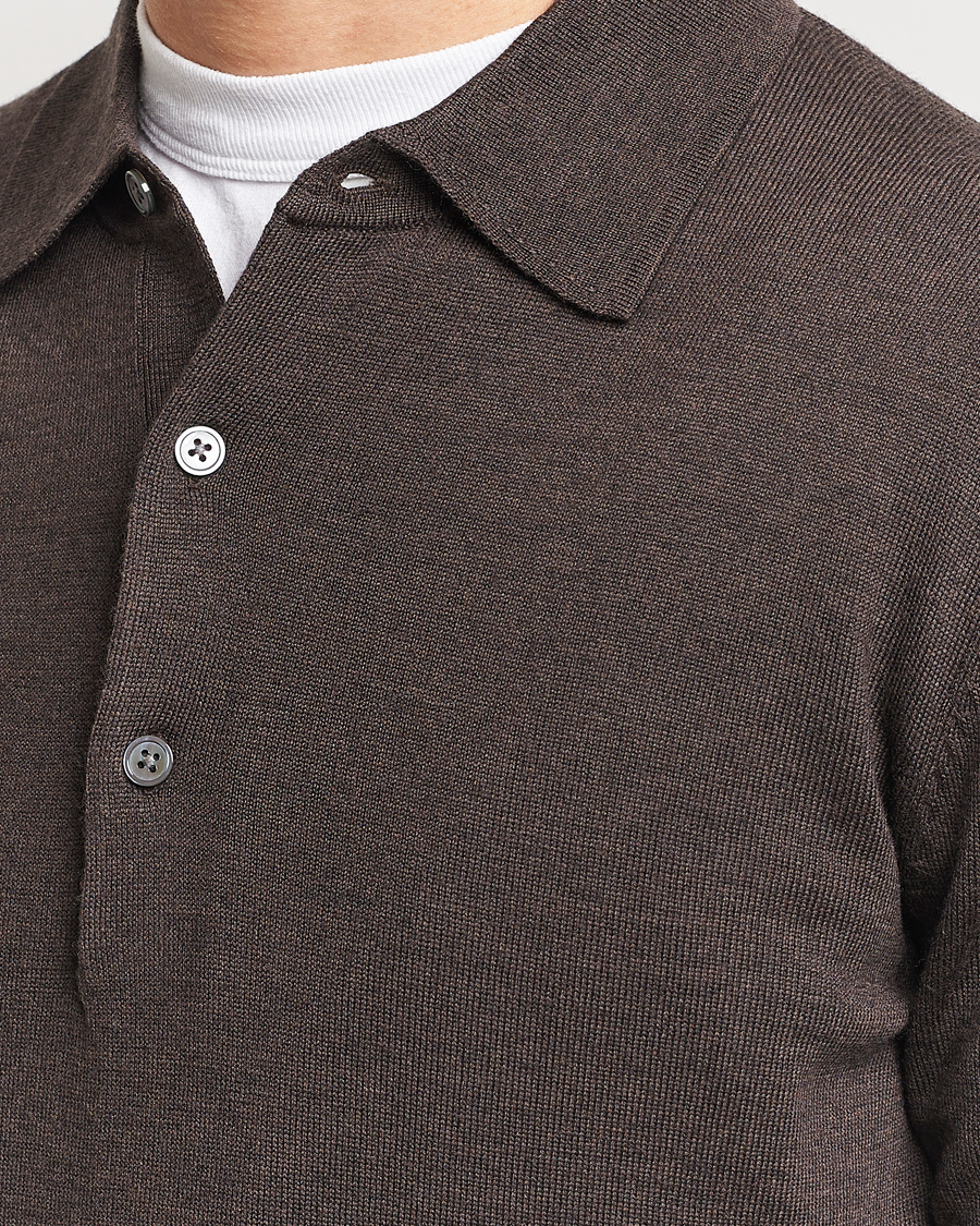 Hombres | Jerséis y prendas de punto | A Day's March | Ambroz Merino Polo Dark Brown