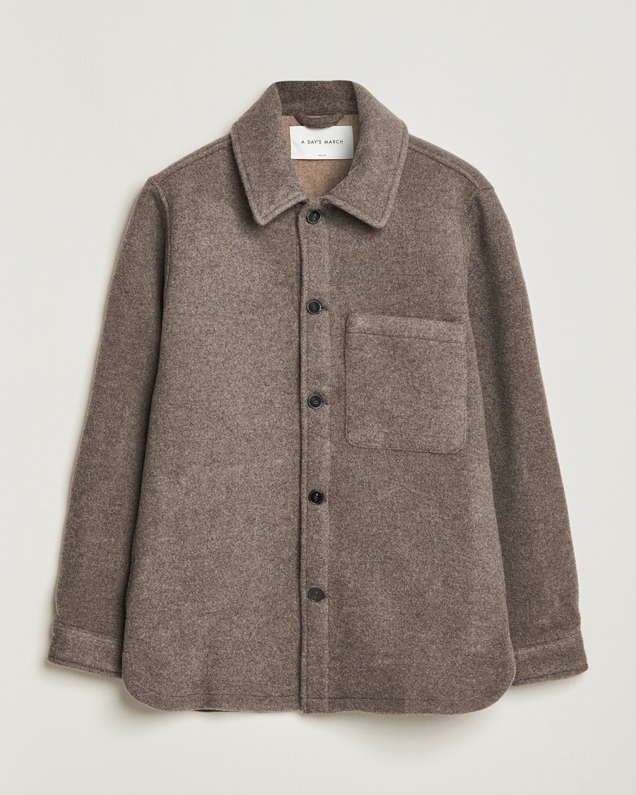 Hombres | Camisas | A Day's March | Epernay Wool Overshirt Taupe