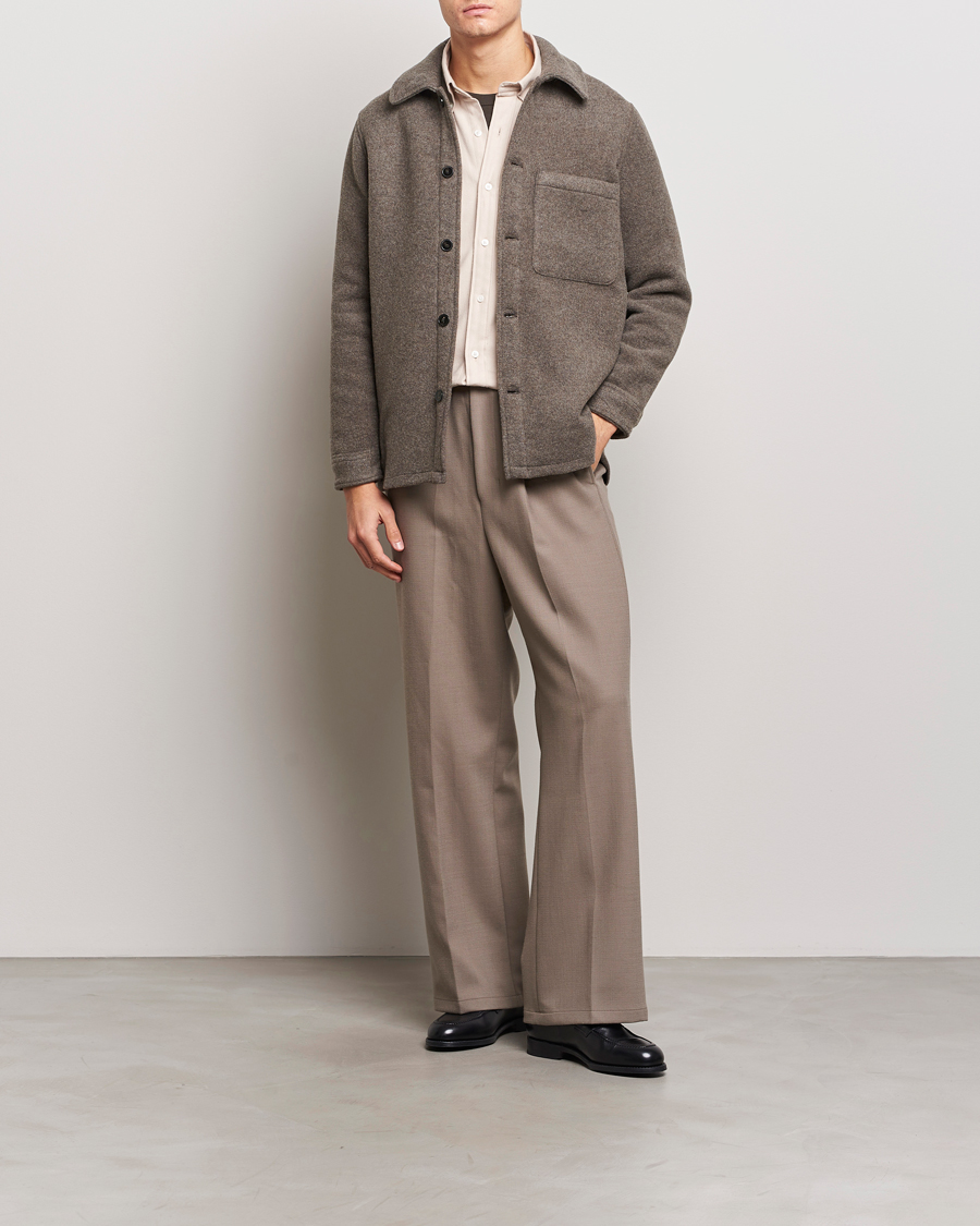 Hombres | Camisas | A Day's March | Epernay Wool Overshirt Taupe