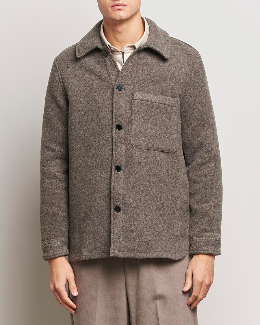 Hombres | Camisas | A Day's March | Epernay Wool Overshirt Taupe