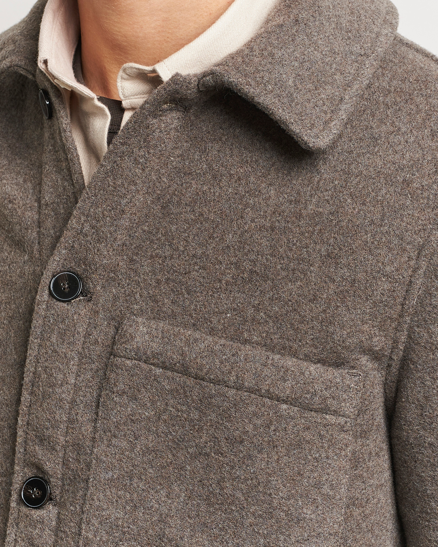Hombres | Camisas | A Day's March | Epernay Wool Overshirt Taupe