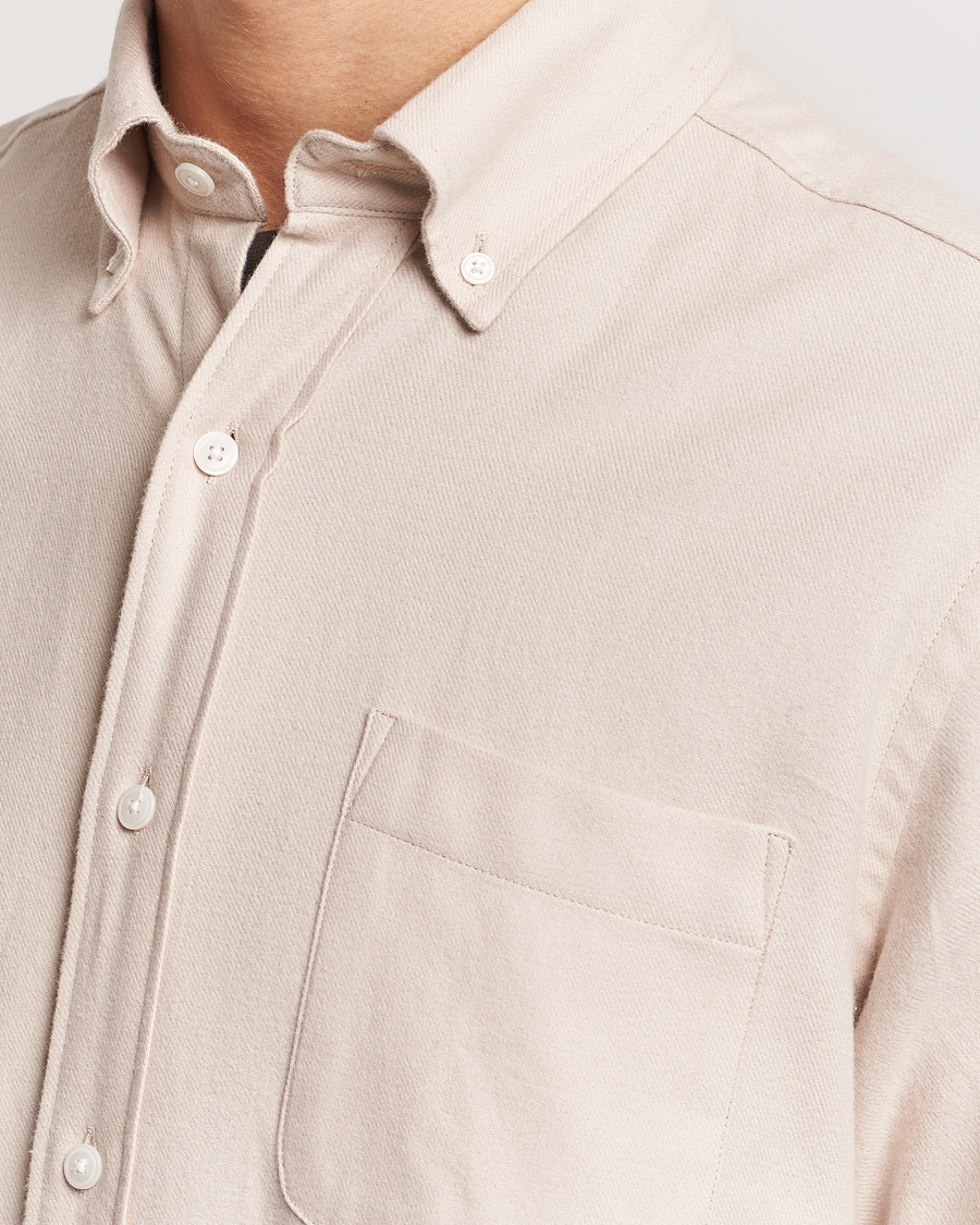 Hombres | Camisas | A Day's March | Moorgate Light Flanell Shirt Taupe Melange