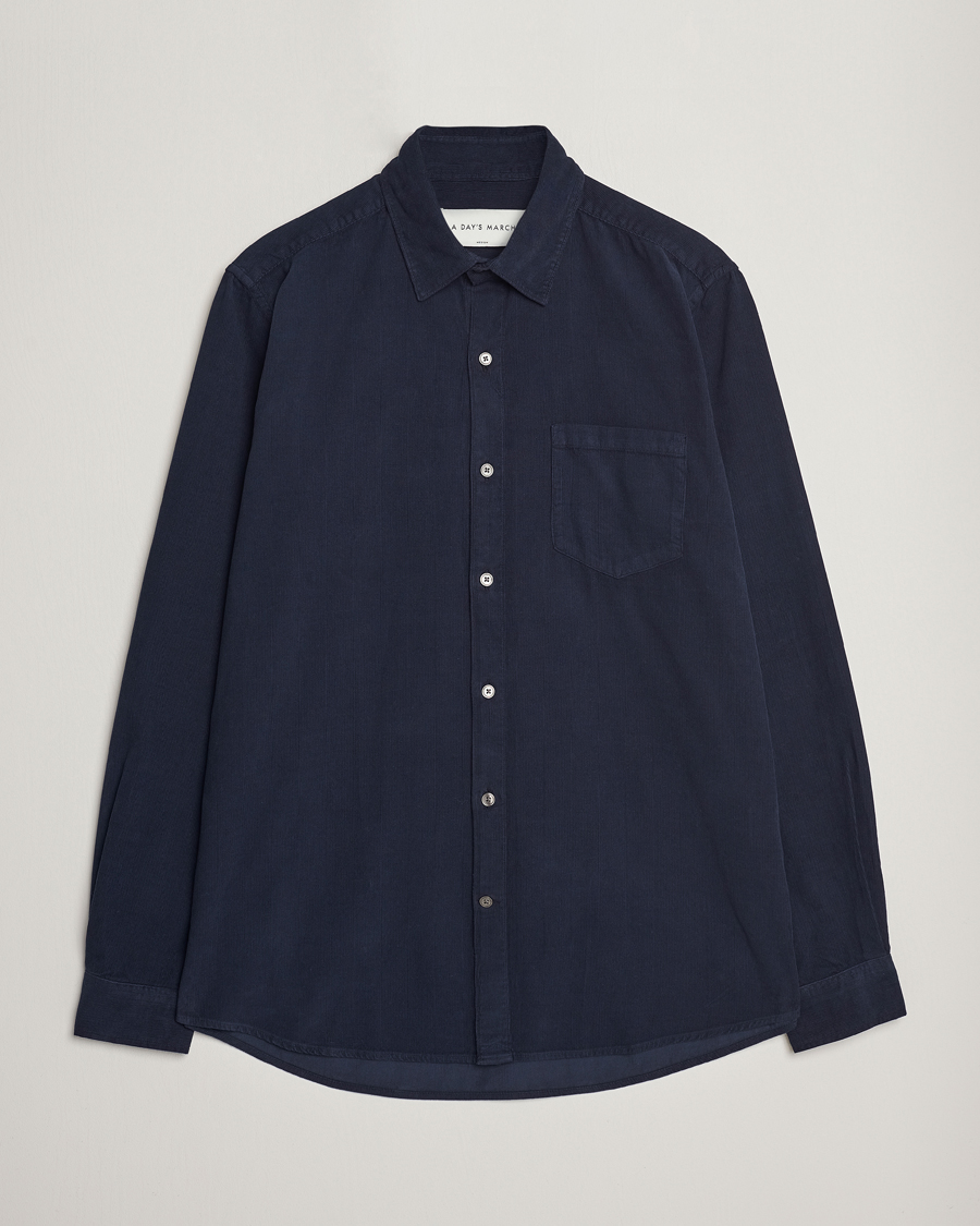 Hombres | Camisas | A Day's March | Daintree Baby Cord Shirt Navy