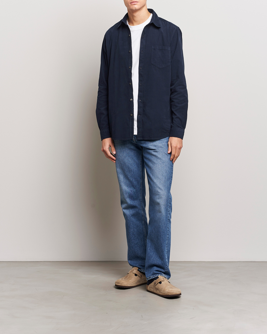 Hombres | Camisas | A Day's March | Daintree Baby Cord Shirt Navy