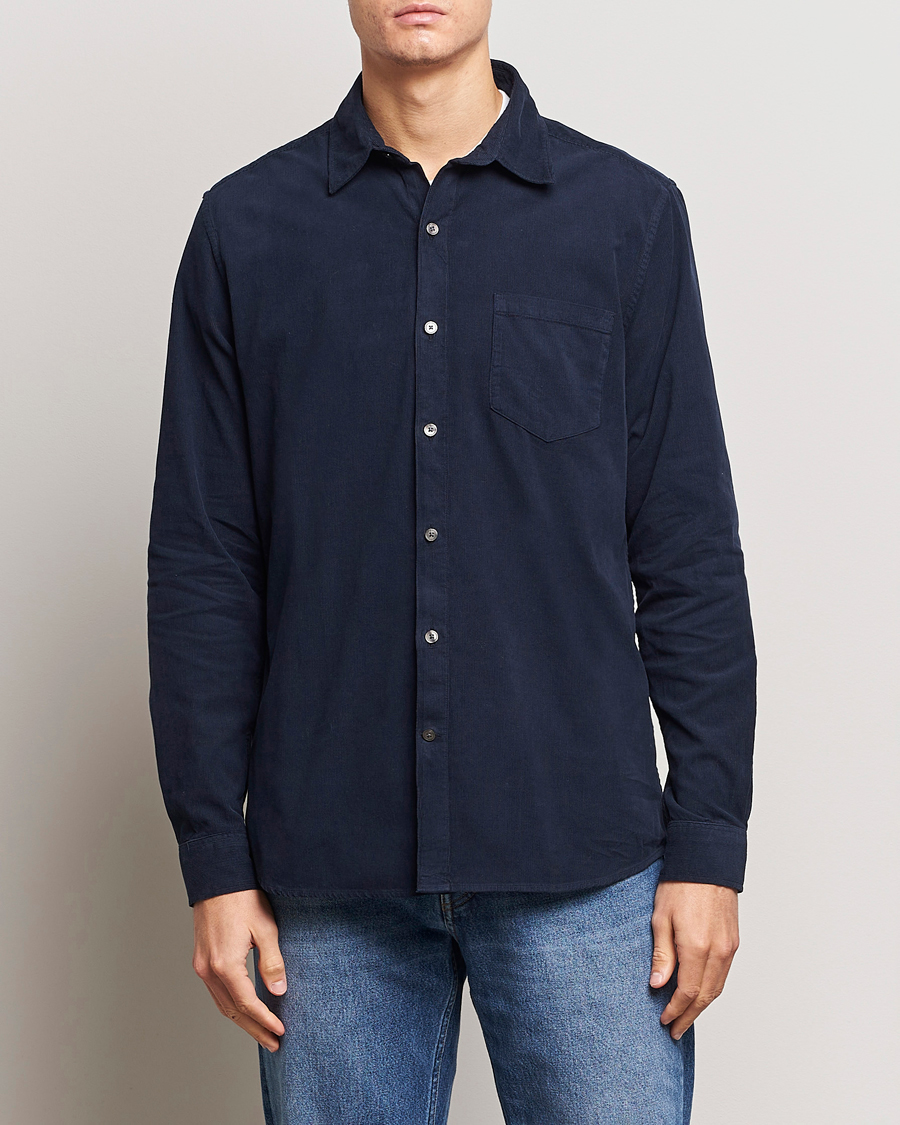Hombres | Camisas | A Day's March | Daintree Baby Cord Shirt Navy