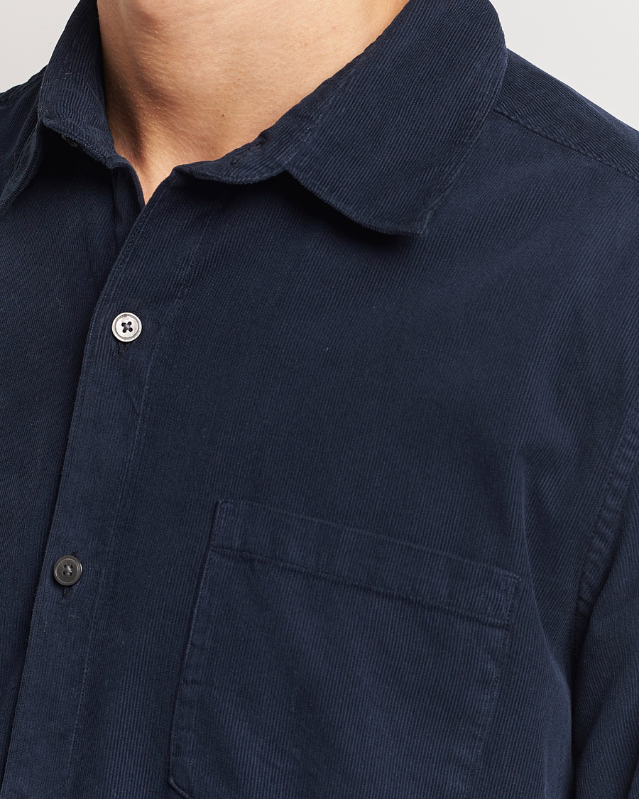 Hombres | Camisas | A Day's March | Daintree Baby Cord Shirt Navy