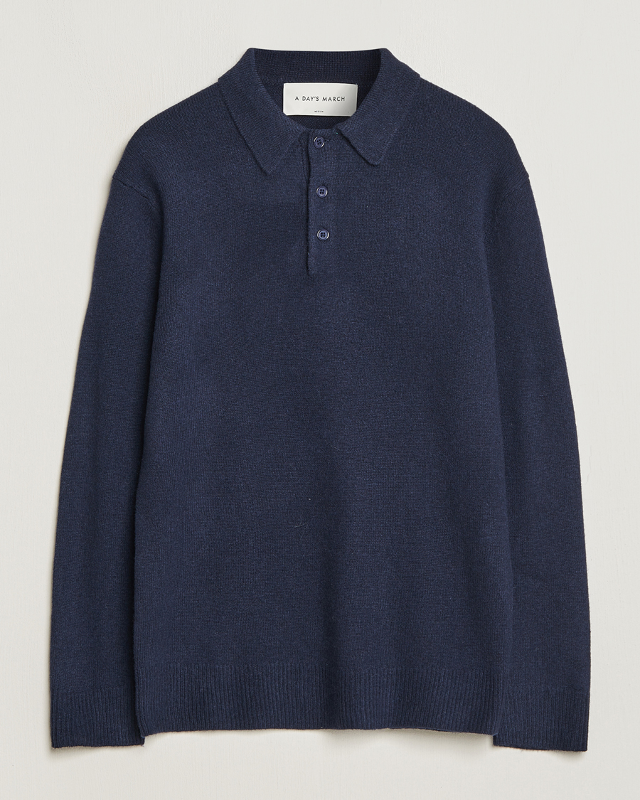 Hombres | Jerséis y prendas de punto | A Day's March | Avoch Lambswool Polo Navy